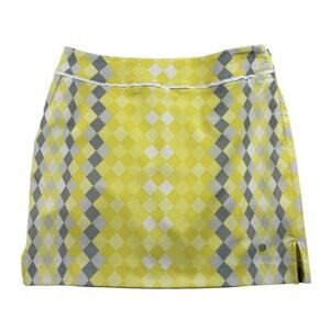 EP Pro Sport Golf Skort Womens 2 Yellow White Gray 15" Pickleball Tennis